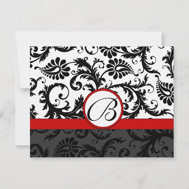 UAWG Insert Response Black Damask Red Trial RSVP Karte (Vorderseite)
