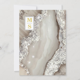 *~ UAWG IVORY Silver QR Initials AR66 Wedding Einladung