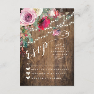 UAWG-KARTE   rustikale Blumenschnur beleuchtet RSVP Karte