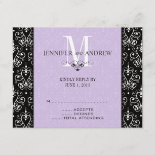 UAWG Karten-Monogramm-Leuchter lila RSVP Karte