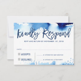 UAWG KINDLY REPONIERT moderne dunkelblaue Aquarell RSVP Karte