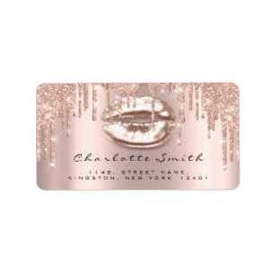 UAWG Kiss Rose Lippt Funkelnd Glitzer Makeup Logo Adressaufkleber