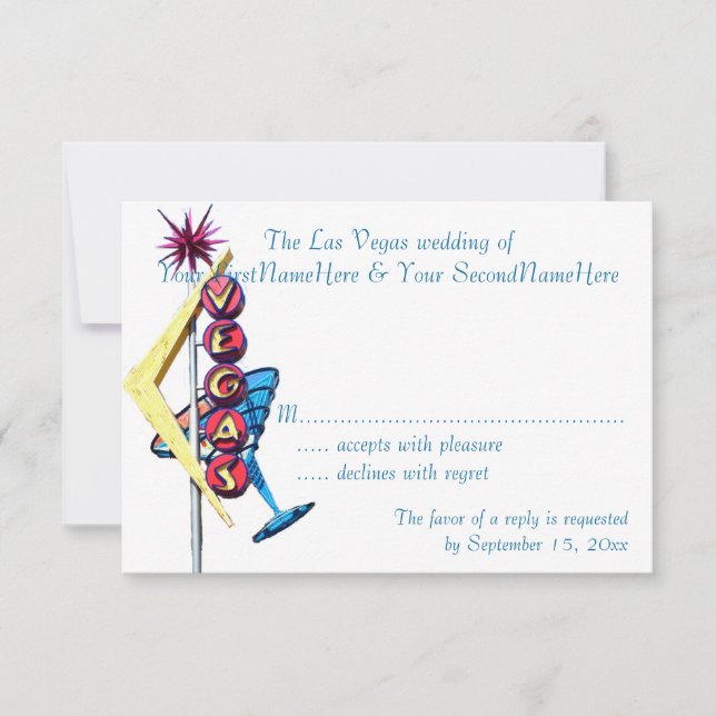 UAWG Las Vegas Celebrations Neon Sign RSVP Karte (Vorderseite)