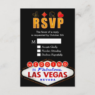 UAWG Las Vegas Sign Wedding Neon Light Repcard RSVP Karte