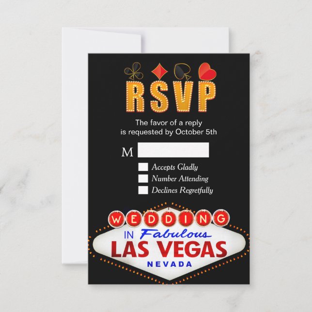 UAWG Las Vegas Sign Wedding Neon Light Repcard RSVP Karte (Vorderseite)