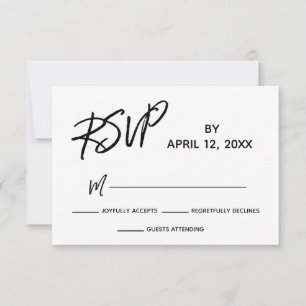 UAWG Lässig Handwriting-Skript BW Wedding Set RSVP Karte