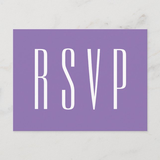 UAWG Lila oder JEGLICHE FARBEN-Hochzeitsreaktion Einladungspostkarte (Vorderseite)