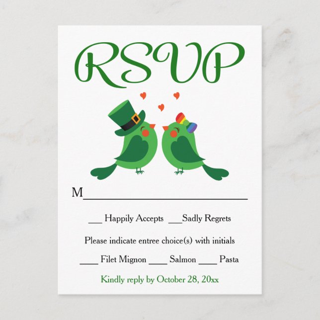 UAWG Lovebird Green & White Wedding Party Card Einladungspostkarte (Vorderseite)