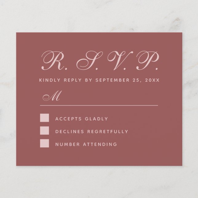 UAWG Marsala Simple Budget Wedding Response Card (Vorderseite)
