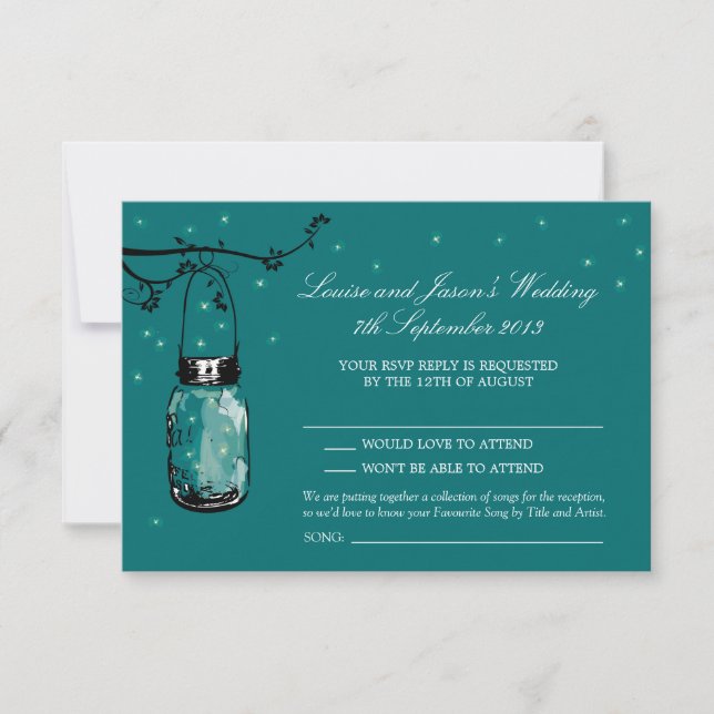 UAWG Mason Jar Wedding RSVP Karte (Vorderseite)