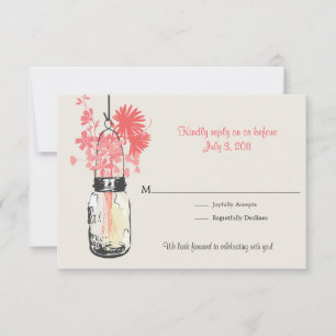 UAWG Mason Jar & Wildblumen Hochzeit RSVP Karte