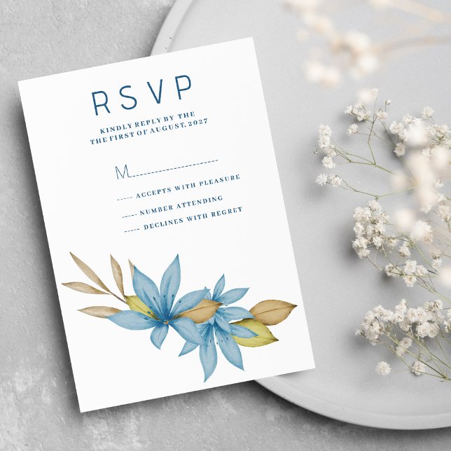 UAwg mit blühender Blüte Einladung (Simple watercolor brown blue floral RSVP )
