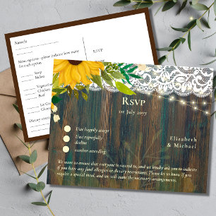 UAWG mit Menüvorlage   Rustikale Sonnenblumen Postkarte