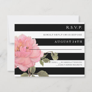 UAWG MODERN Chic Wide Stripes Pink Peony Blume RSVP Karte