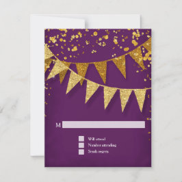 UAWG Modern Pennant Banner w Glitzer Confetti RSVP Karte
