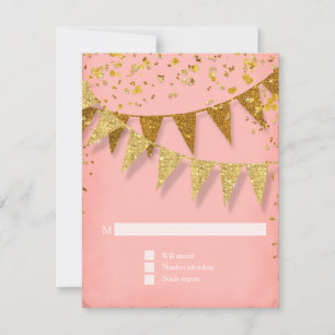 UAWG Modern Pennant Banner w Glitzer Confetti RSVP Karte