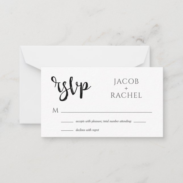 UAWG Modern Script Generic Wedding RSVP Card Mitteilungskarte (Vorderseite)
