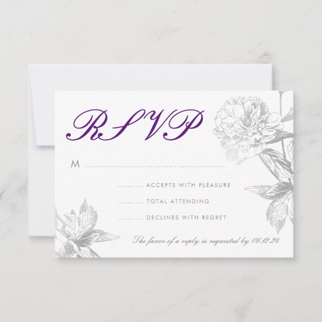 UAWG Modern Wedding Simple Silver Lila RSVP Karte (Vorderseite)
