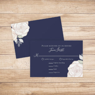 UAWG Moderne Elegant Minimalistische Blumen Navy B RSVP Karte