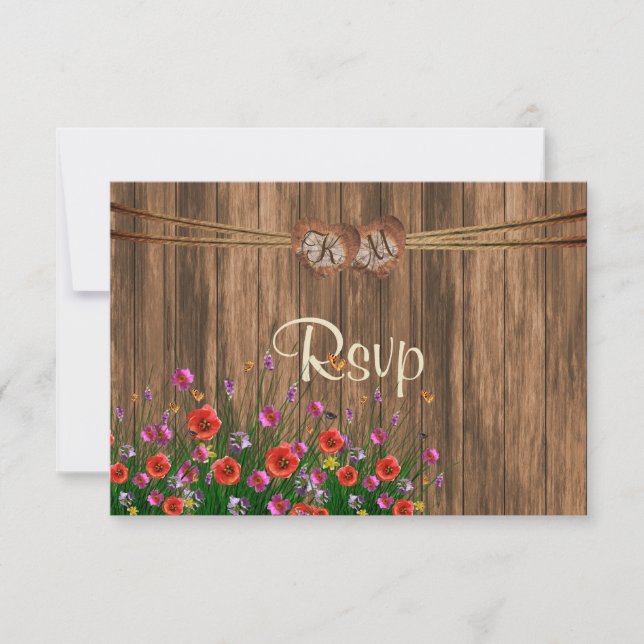 UAWG Monogram Heft mit Spring Wildblumen RSVP Karte (Vorderseite)