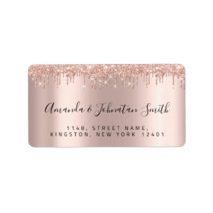 UAWG New Wedding Address Tropfens Rose Gold Adressaufkleber
