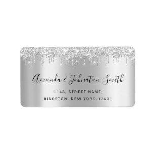 UAWG New Wedding Adress Silver Gray Tropfens Grau Adressaufkleber