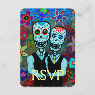 UAWG Novios Dia de los Muertos Wedding RSVP Karte