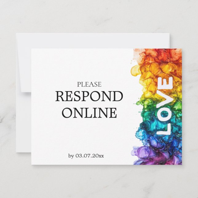 🌈 UAWG online LGBTQ gestrichen mit Liebe Hochzeit RSVP Karte (Vorderseite)