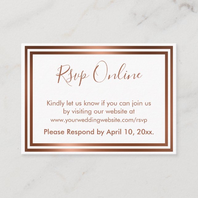 UAWG Online Simple Elegance Copper on White Begleitkarte (Vorderseite)