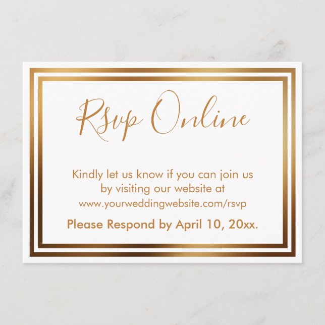UAWG Online Simple Elegante Gold Borders on White Begleitkarte (Vorderseite)