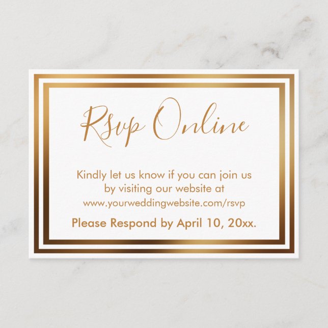 UAWG Online Simple Elegante Gold Tone and White Begleitkarte (Vorderseite)