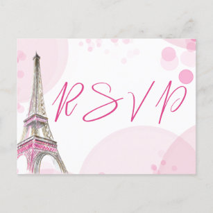UAWG Paris Eiffelturm Pink White Sweet 16 Einladungspostkarte
