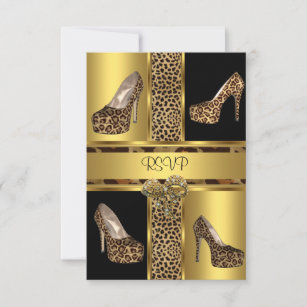 UAWG Party-hallo Ferse beschuht Leopard-Gold RSVP Karte