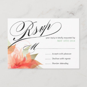 UAWG Peachy Orange Floral Deluxe zweiseitig RSVP Karte