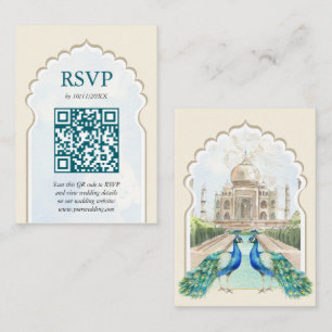 UAWG Peacock Taj Mahal Indian Wedding QR-Code Begleitkarte