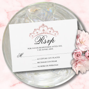UAWG Pink Spanish Quinceañera Quince RSVP Karte