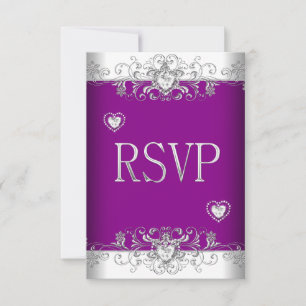 UAWG Plum Pink Wedding White Diamond Hearts Einladung