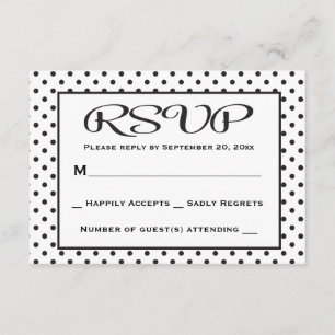 UAWG Polka Dot Black and White Wedding / Party RSVP Karte
