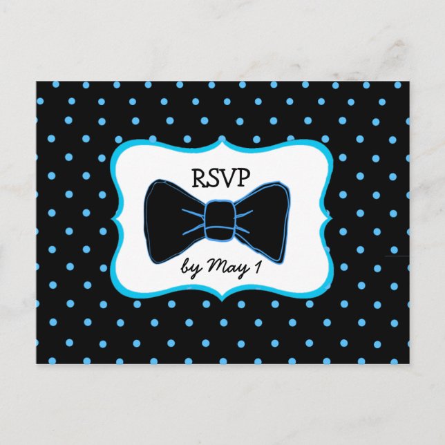 UAWG Postcard Blue Black Bowtie LGBT Wedding Einladungspostkarte (Vorderseite)
