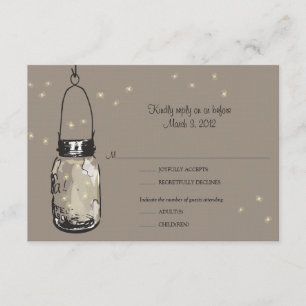 UAWG Postcard Mason Jar & Fireflies Hochzeit RSVP Karte