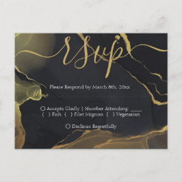 uAwg Postkarte für Schwarz und Gold-Marmor
