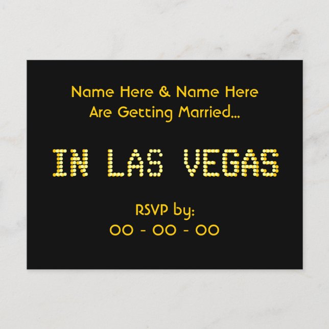 UAWG Postkarte. Schwarz & Gelb. Las Vegas Hochzeit Einladungspostkarte (Vorderseite)