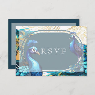 UAwg Premium Peacocks Feathers Wedding RSVP Karte