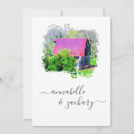 *~* UAWG QR Altes Stallland Rustikale AR19 Hochzei Einladung