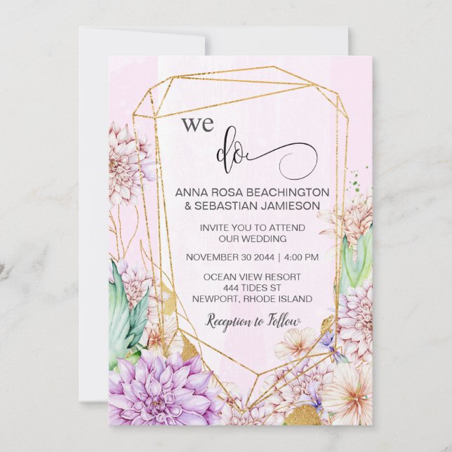 *~* UAWG QR AR15 Floral WE DO Geometric Wedding Einladung (Vorderseite)