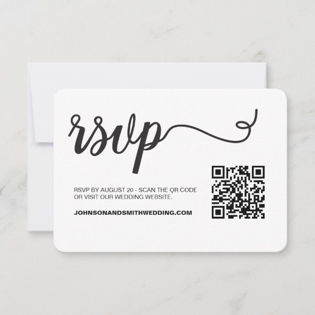 UAwg QR-Code für einfache Chic Wedding-Website RSVP Karte (Vorderseite)