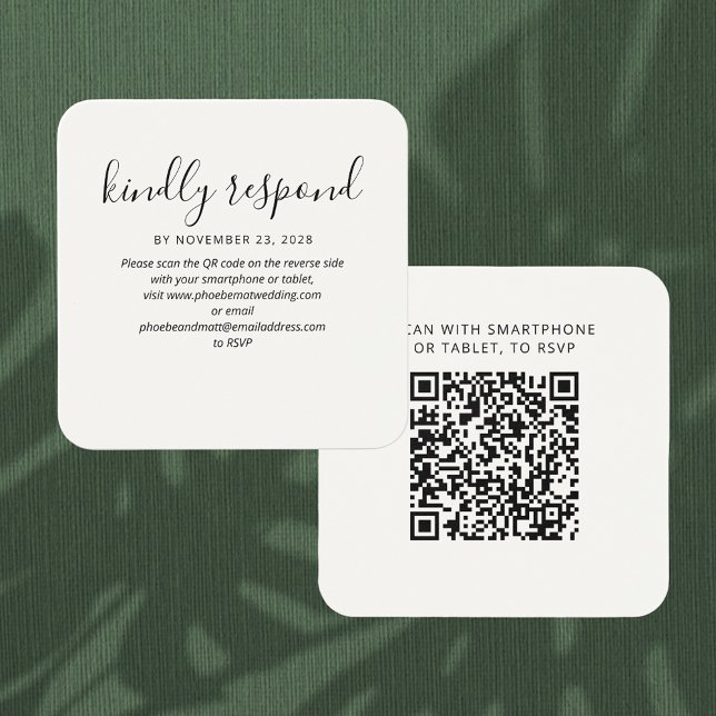 UAWG QR-Code Hochzeitkarte für die Website (Wedding RSVP QR Code Enclosure Rounded Corner Card)