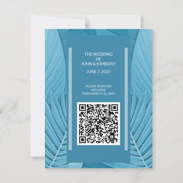 UAwg QR-Code-Karte für Hochzeitreaktion | Tropisch RSVP Karte (Rückseite)