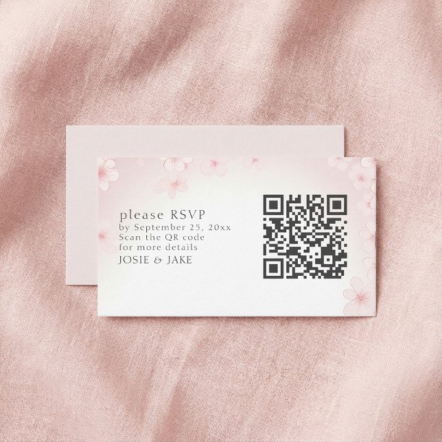 UAwg QR-Code-Umschließungskarte für Soft Cherry Bl Begleitkarte (Soft Cherry Blossom RSVP QR Code Enclosure Card.)