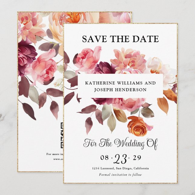 UAwg & QR Code Wedding Save The Date (Vorne/Hinten)